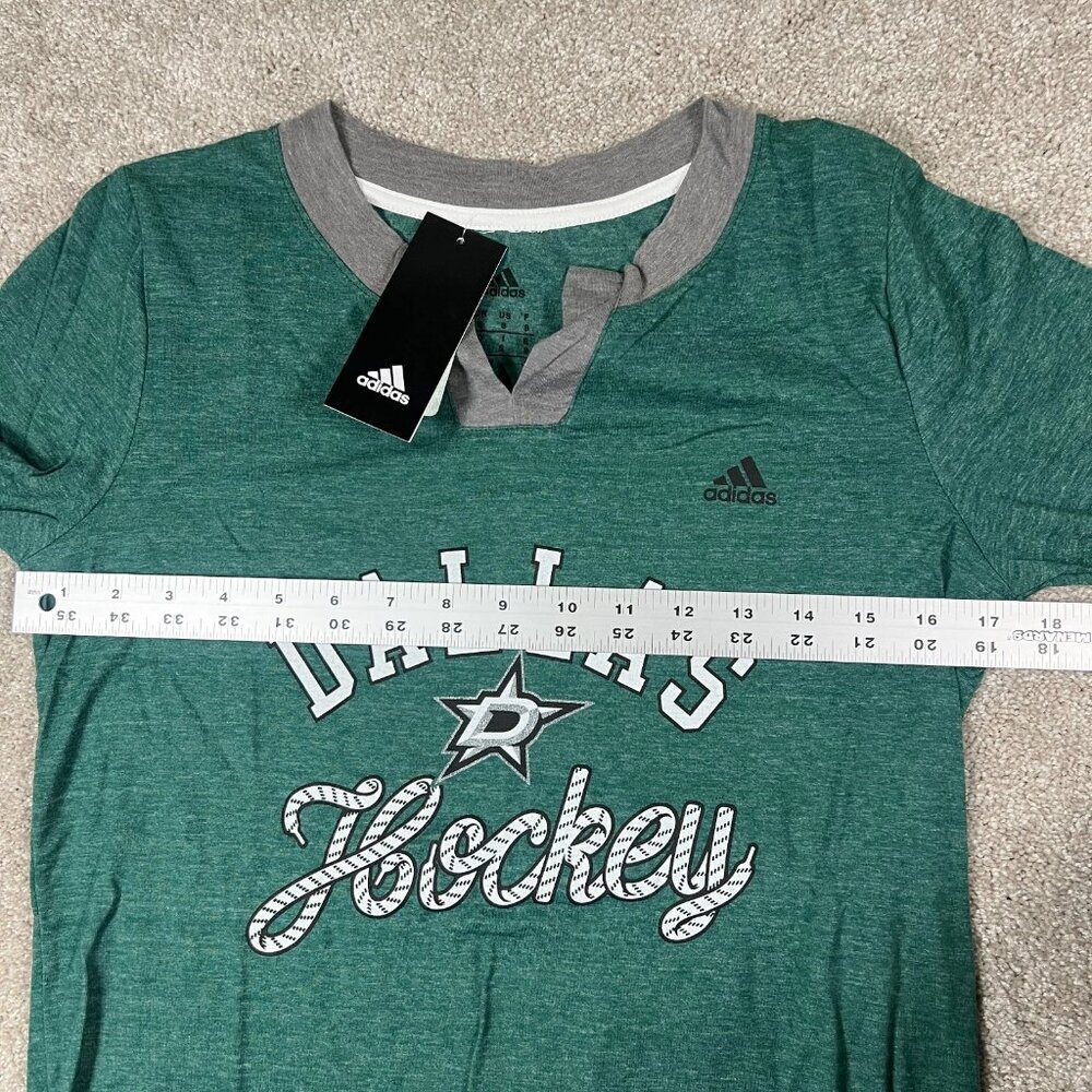 Adidas Womens S Green Dallas Stars NHL Hockey Long Sleeve Henley Neck Tee NWT - Picture 5 of 6